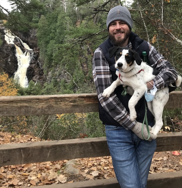 Kris Hollingsworth with his dog, Gemma.
